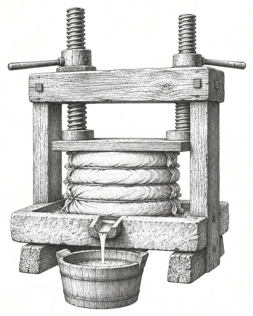Engraving of a twin-screw cider press